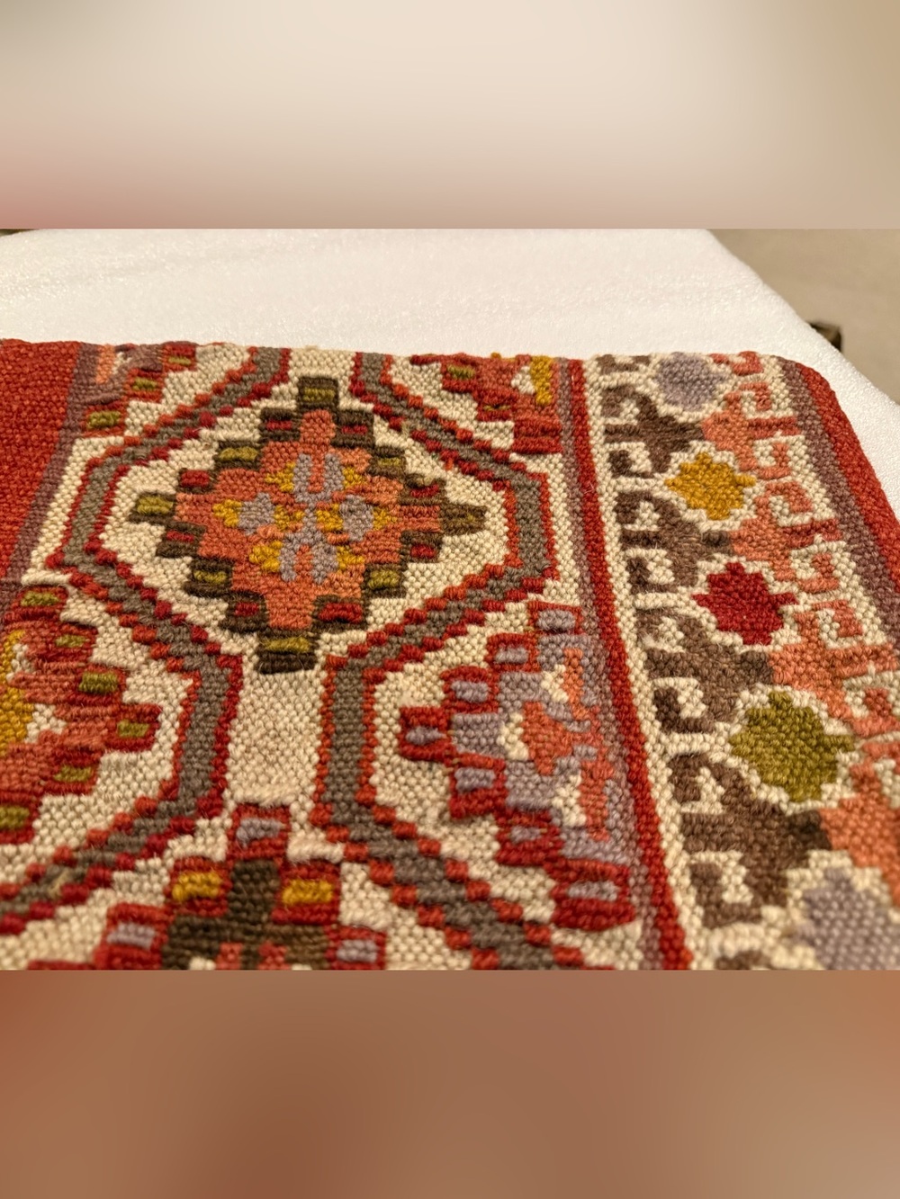 Super Rare! NEW Pottery Barn Mahal, Nanda, Asha, & Baha Tribal Kilim set, Red - Picture 12 of 15